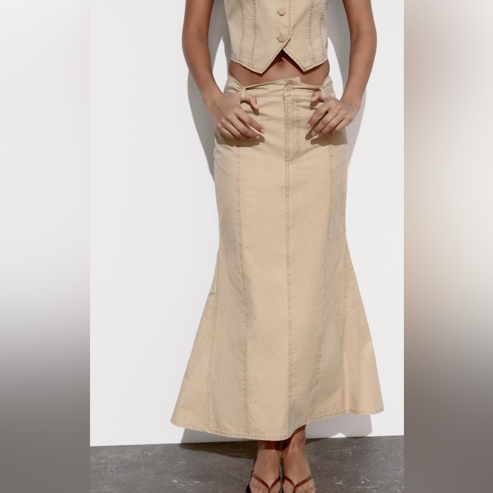 Zara NWT Washed Effect Long Skirt